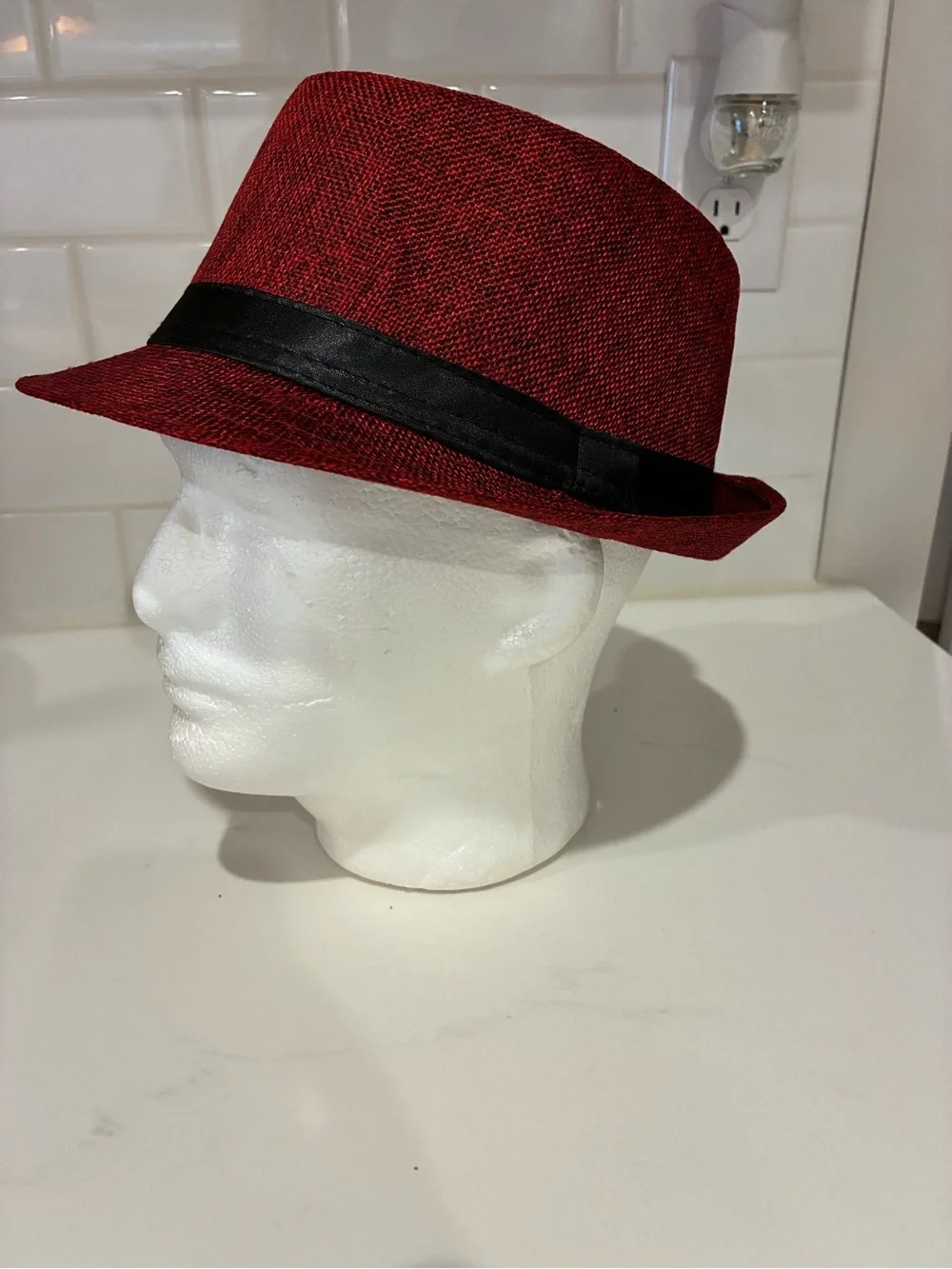 Red Fedora Hat with Black Band - Classic Men's Hat